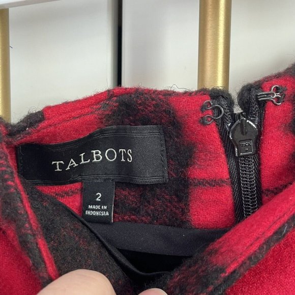 Talbots Women's Sz 2 Red Black Holiday Plaid Wool Pencil Skirt Lined Knee Work - Picture 5 of 6